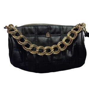 Steve Madden Black Quilted Faux Leather Shoulder Bag Purse Handbag Black Quilt